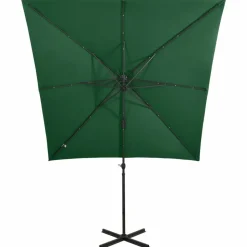 MAISON EXCLUSIVE - Parasol de jardin en porte-à-faux et mât et lumières led vert