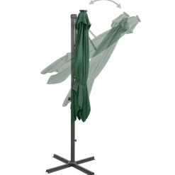 MAISON EXCLUSIVE - Parasol de jardin en porte-à-faux et mât et lumières led vert