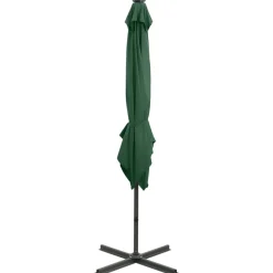 MAISON EXCLUSIVE - Parasol de jardin en porte-à-faux et mât et lumières led vert