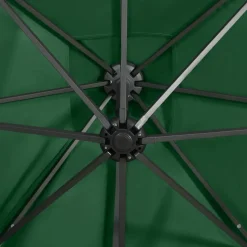 MAISON EXCLUSIVE - Parasol de jardin en porte-à-faux et mât et lumières led vert