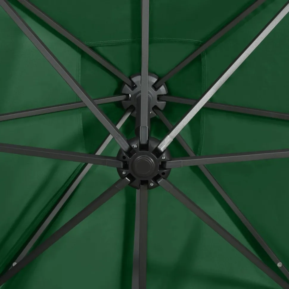 MAISON EXCLUSIVE - Parasol de jardin en porte-à-faux et mât et lumières led vert