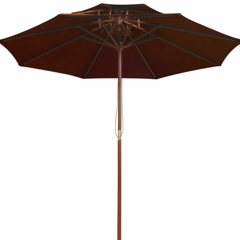 MAISON EXCLUSIVE - Parasol à deux étages avec mât en bois terre cuite 270 cm