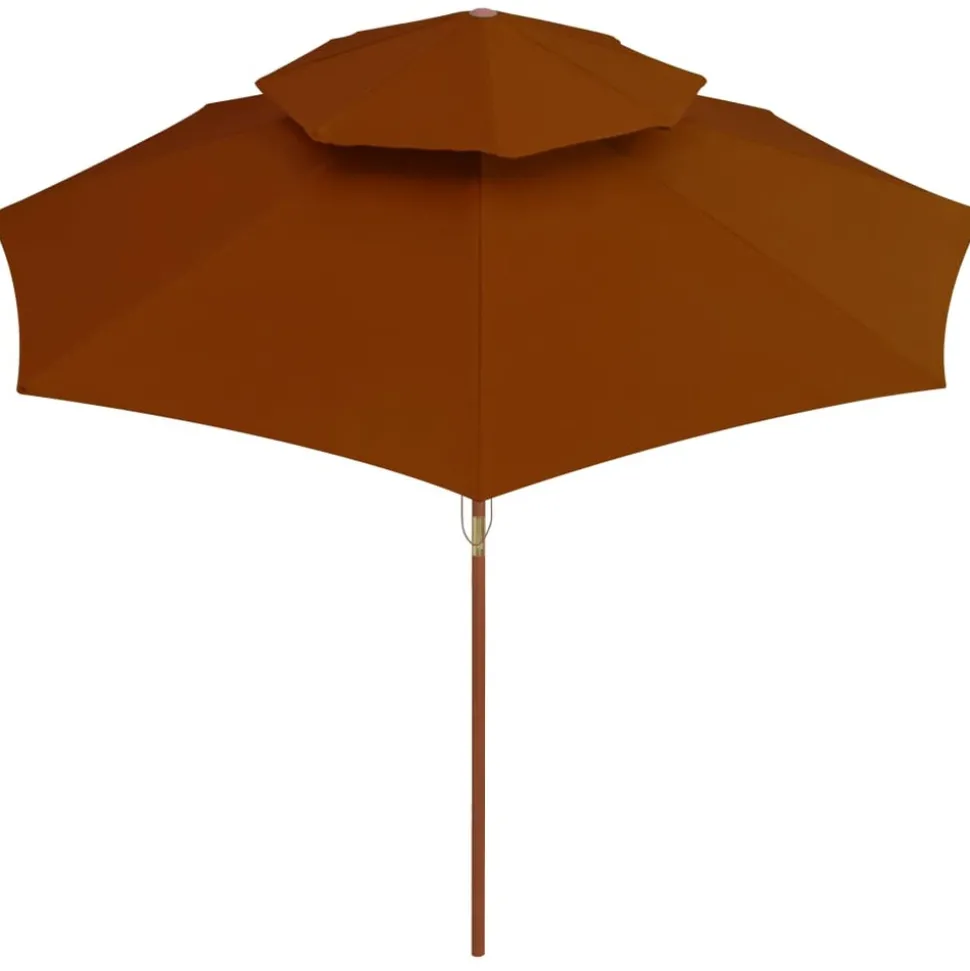 MAISON EXCLUSIVE - Parasol à deux étages avec mât en bois terre cuite 270 cm