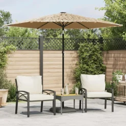 MAISON EXCLUSIVE - Parasol de jardin avec led et mât en acier marron 268x268x226cm