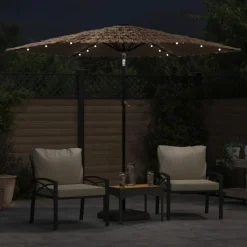 MAISON EXCLUSIVE - Parasol de jardin avec led et mât en acier marron 268x268x226cm