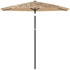 MAISON EXCLUSIVE - Parasol de jardin avec led et mât en acier marron 268x268x226cm