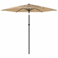 MAISON EXCLUSIVE - Parasol de jardin avec led et mât en acier marron 268x268x226cm