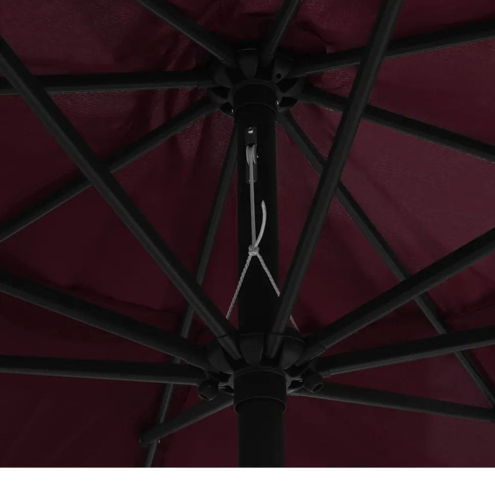 MAISON EXCLUSIVE - Parasol de jardin avec mât en métal 390 cm rouge bordeaux