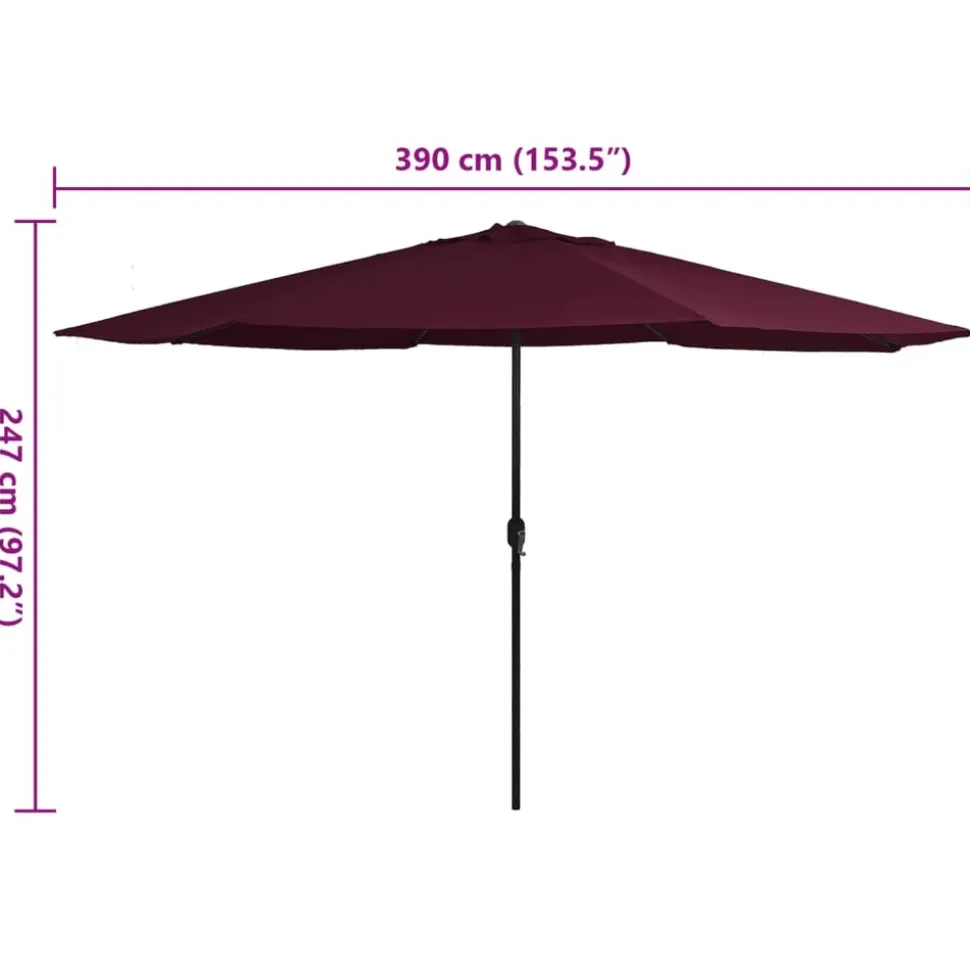 MAISON EXCLUSIVE - Parasol de jardin avec mât en métal 390 cm rouge bordeaux