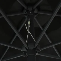 MAISON EXCLUSIVE - Parasol de jardin avec lumières led et mât en aluminium noir
