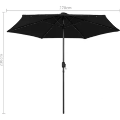 MAISON EXCLUSIVE - Parasol de jardin avec lumières led et mât en aluminium noir