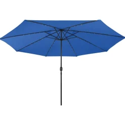 MAISON EXCLUSIVE - Parasol de jardin avec lumières led et mât en métal bleu azuré