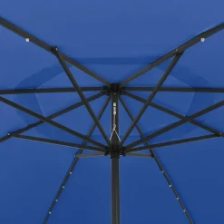 MAISON EXCLUSIVE - Parasol de jardin avec lumières led et mât en métal bleu azuré
