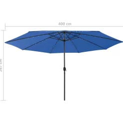 MAISON EXCLUSIVE - Parasol de jardin avec lumières led et mât en métal bleu azuré