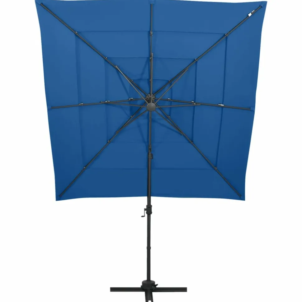 MAISON EXCLUSIVE - Parasol de jardin à 4 niveaux avec mât en aluminium bleu azuré
