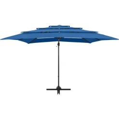 MAISON EXCLUSIVE - Parasol de jardin à 4 niveaux avec mât en aluminium bleu azuré