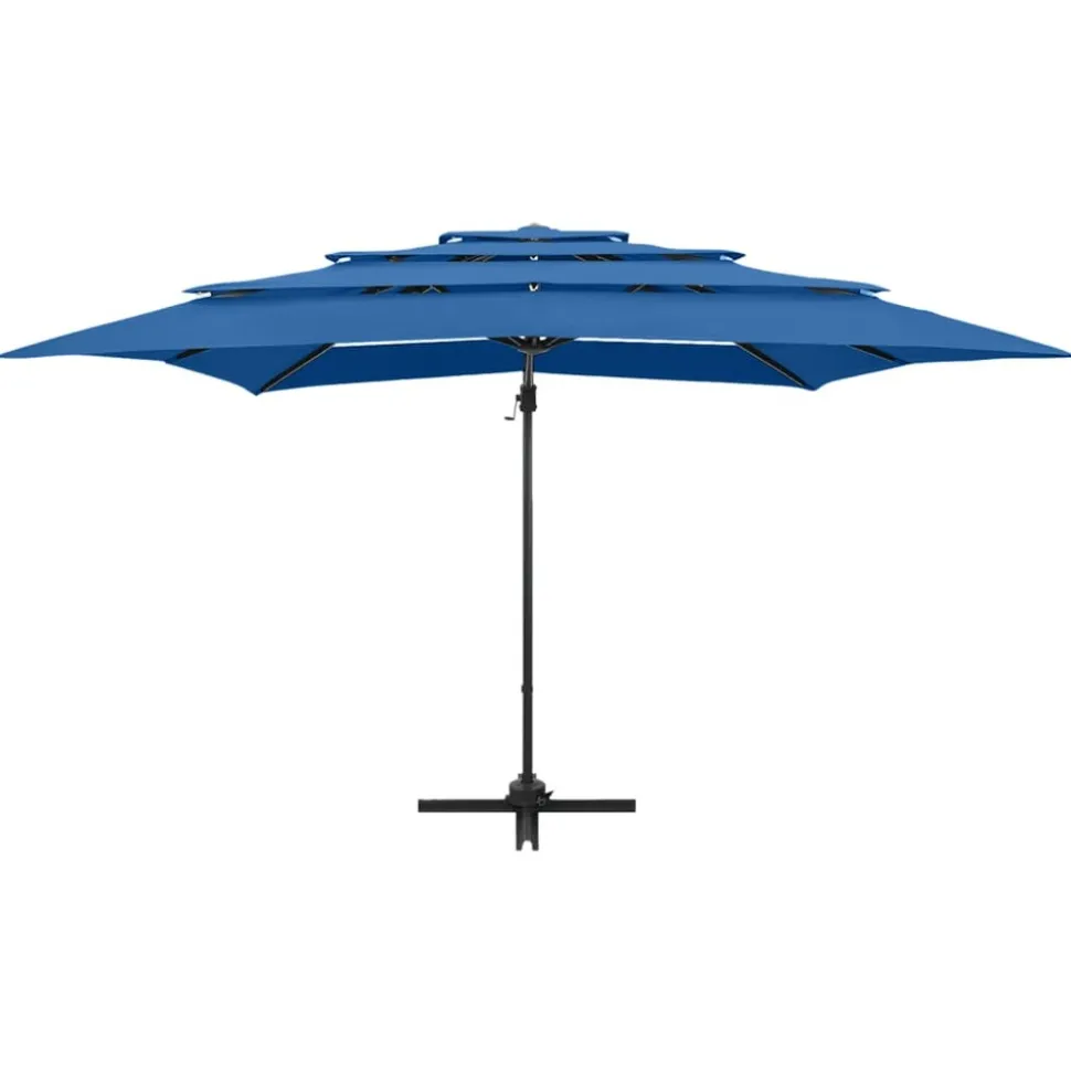 MAISON EXCLUSIVE - Parasol de jardin à 4 niveaux avec mât en aluminium bleu azuré