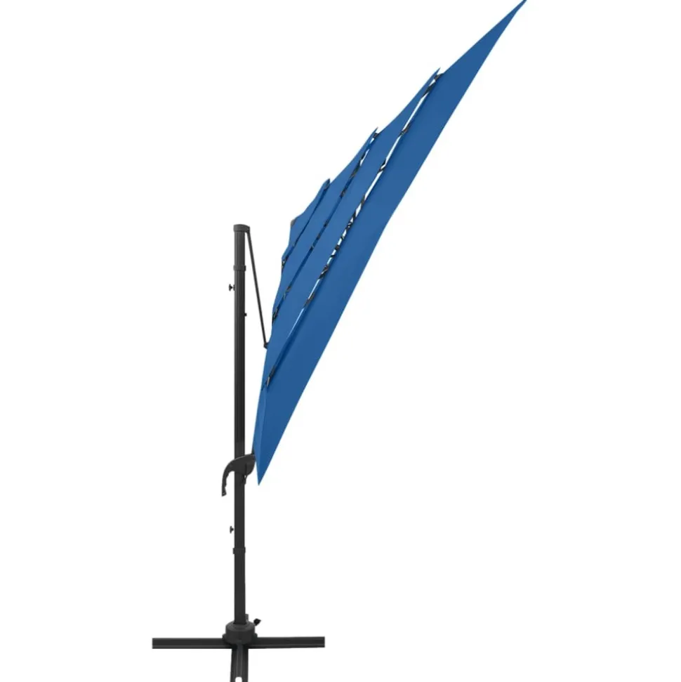 MAISON EXCLUSIVE - Parasol de jardin à 4 niveaux avec mât en aluminium bleu azuré