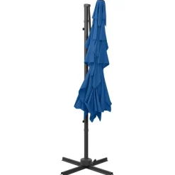 MAISON EXCLUSIVE - Parasol de jardin à 4 niveaux avec mât en aluminium bleu azuré