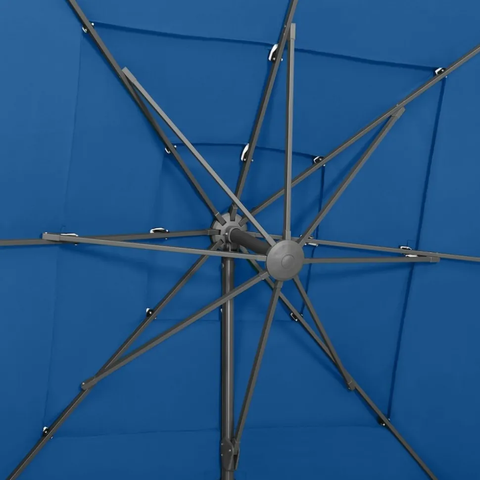 MAISON EXCLUSIVE - Parasol de jardin à 4 niveaux avec mât en aluminium bleu azuré