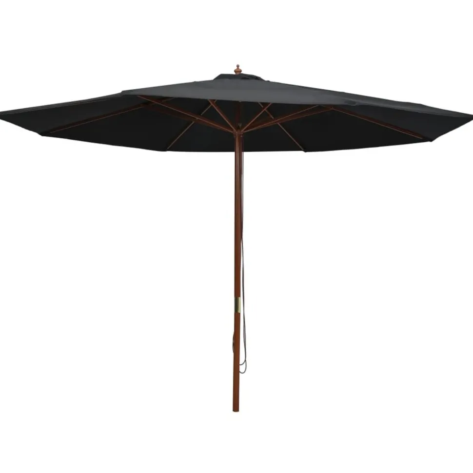 MAISON EXCLUSIVE - Parasol d'extérieur avec mât en bois 350 cm noir