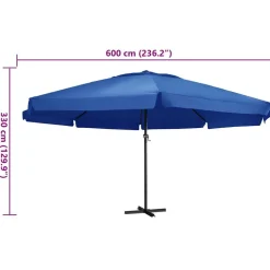 MAISON EXCLUSIVE - Parasol de jardin avec mât en aluminium 600 cm bleu azuré