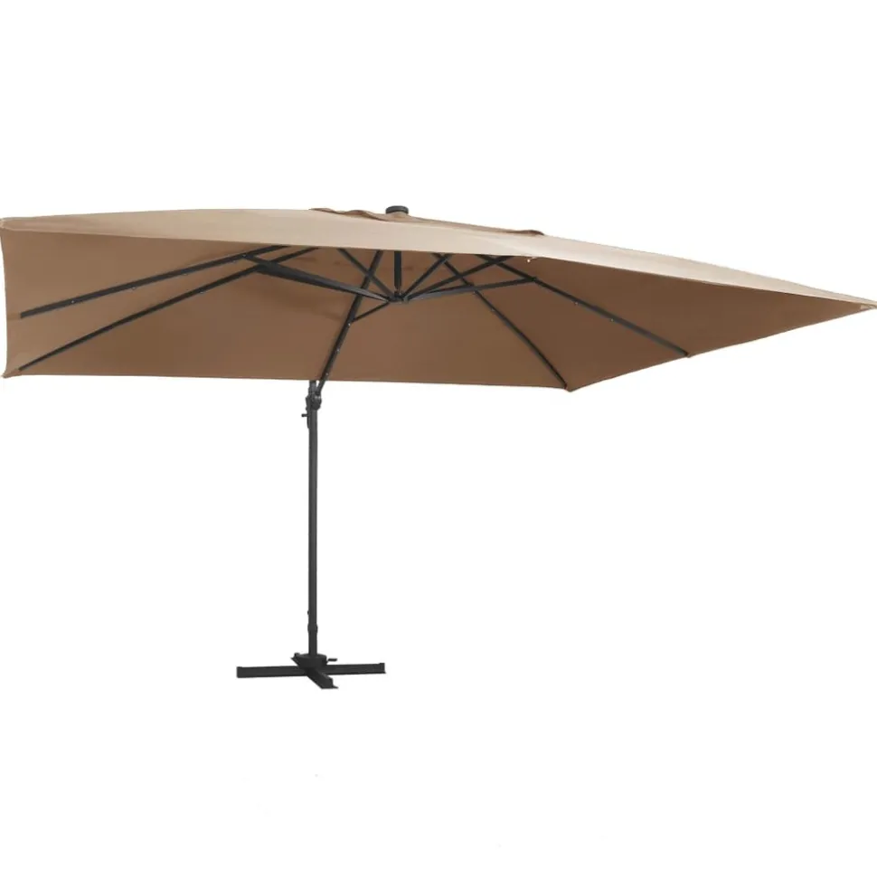 MAISON EXCLUSIVE - Parasol de jardin en porte-à-faux lumières led mât en aluminium