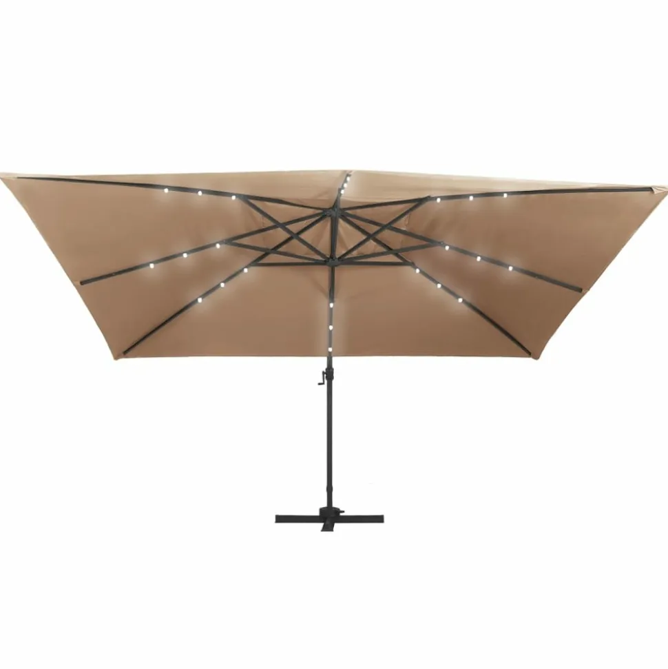 MAISON EXCLUSIVE - Parasol de jardin en porte-à-faux lumières led mât en aluminium