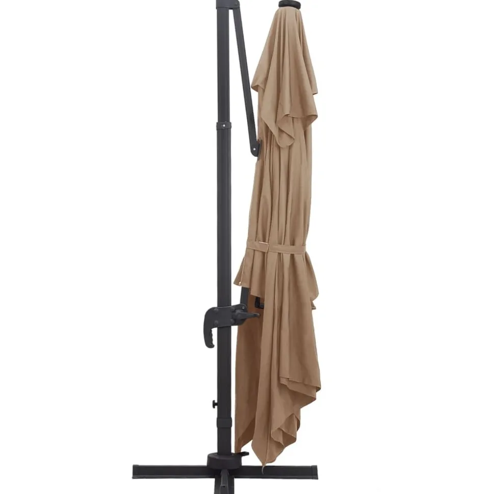 MAISON EXCLUSIVE - Parasol de jardin en porte-à-faux lumières led mât en aluminium