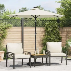 MAISON EXCLUSIVE - Parasol de jardin avec led et mât en acier blanc 225x225x212 cm