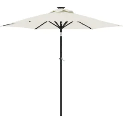 MAISON EXCLUSIVE - Parasol de jardin avec led et mât en acier blanc 225x225x212 cm