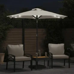 MAISON EXCLUSIVE - Parasol de jardin avec led et mât en acier blanc 225x225x212 cm
