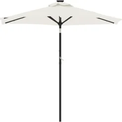 MAISON EXCLUSIVE - Parasol de jardin avec led et mât en acier blanc 225x225x212 cm