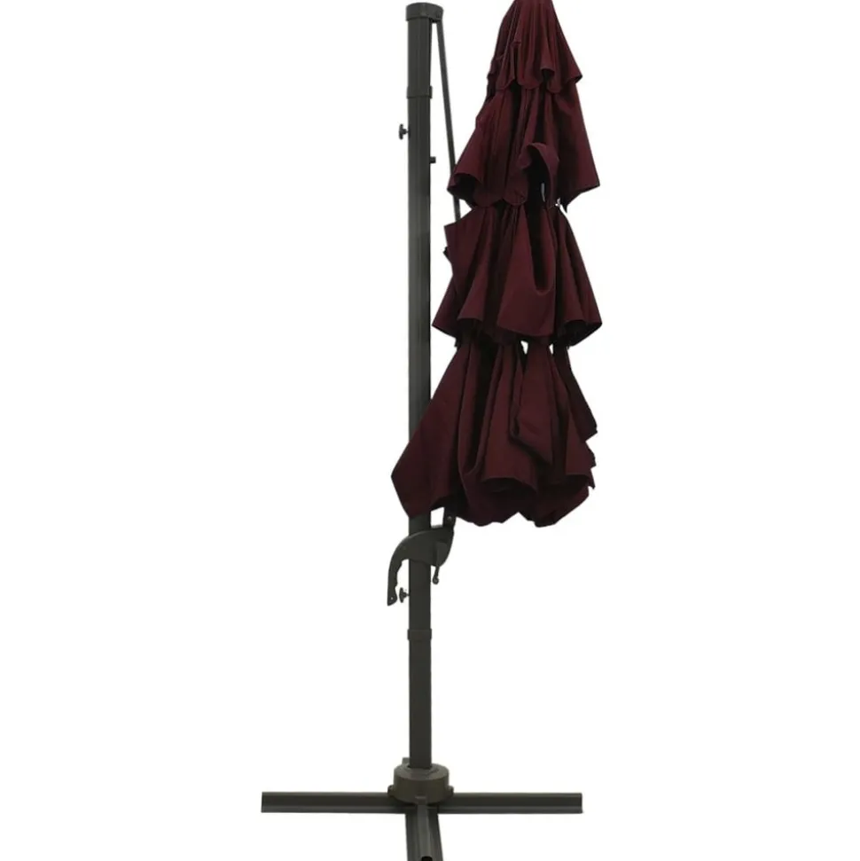 MAISON EXCLUSIVE - Parasol de jardin à 4 niveaux mât en aluminium rouge bordeaux
