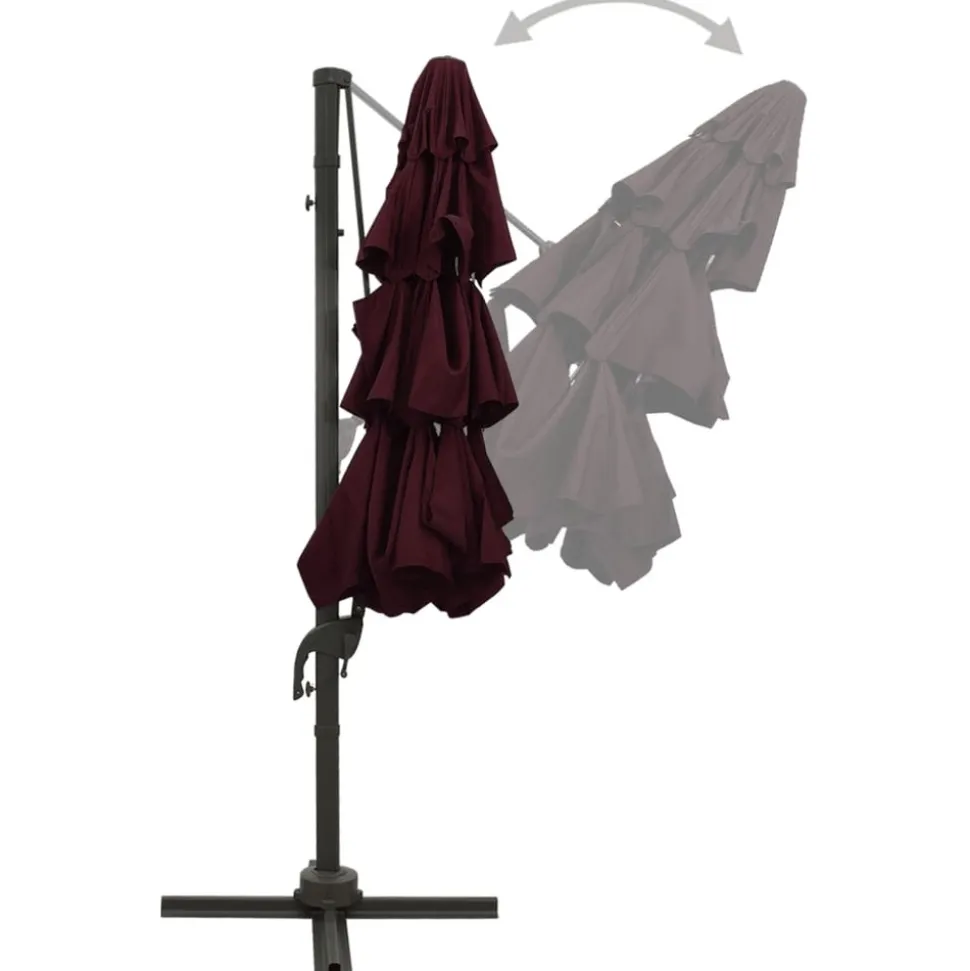 MAISON EXCLUSIVE - Parasol de jardin à 4 niveaux mât en aluminium rouge bordeaux