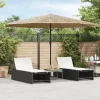 MAISON EXCLUSIVE - Parasol de jardin avec led et mât en acier marron 388x388x248cm