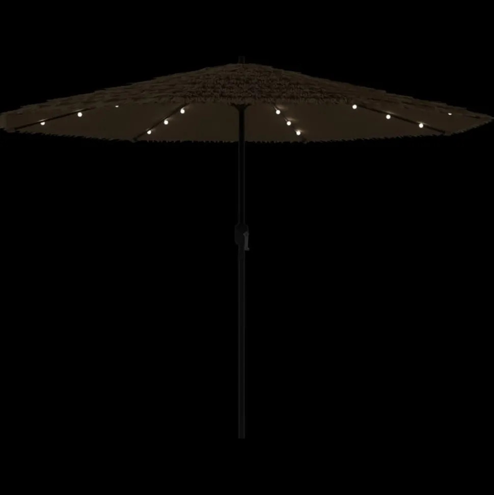 MAISON EXCLUSIVE - Parasol de jardin avec led et mât en acier marron 388x388x248cm