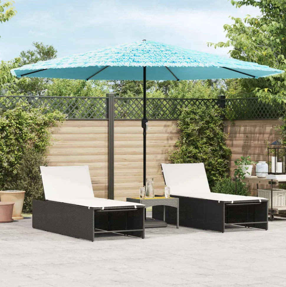 MAISON EXCLUSIVE - Parasol de jardin avec mât en acier bleu 388x388x248 cm