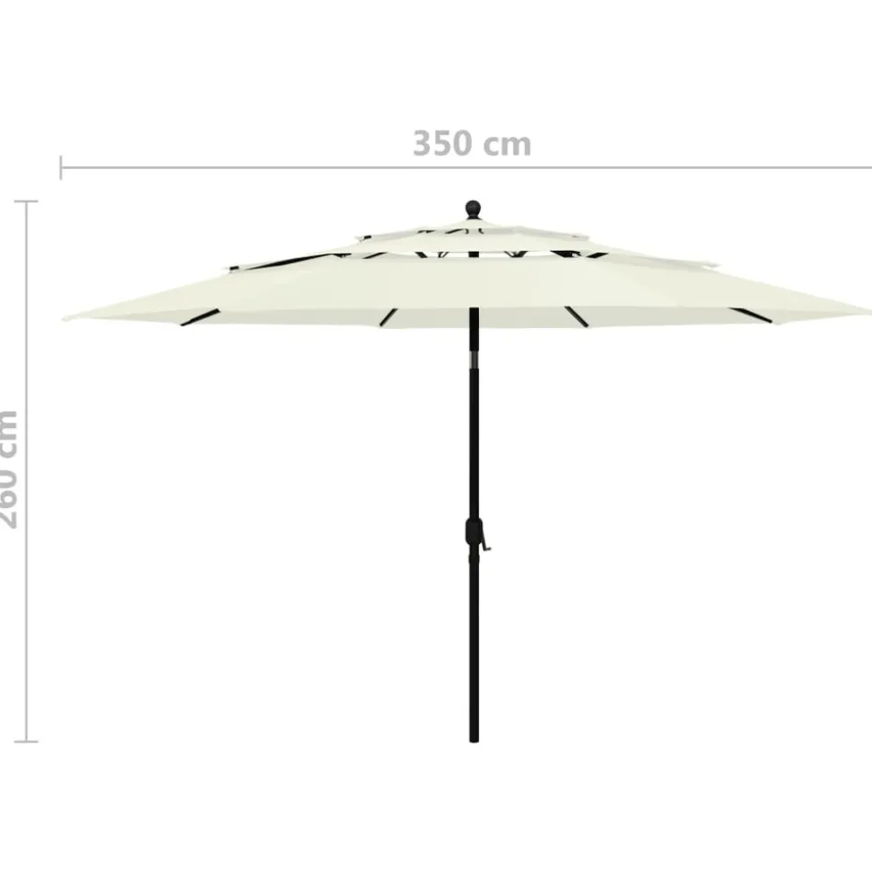 MAISON EXCLUSIVE - Parasol de jardin à 3 niveaux avec mât en aluminium sable 3,5 m