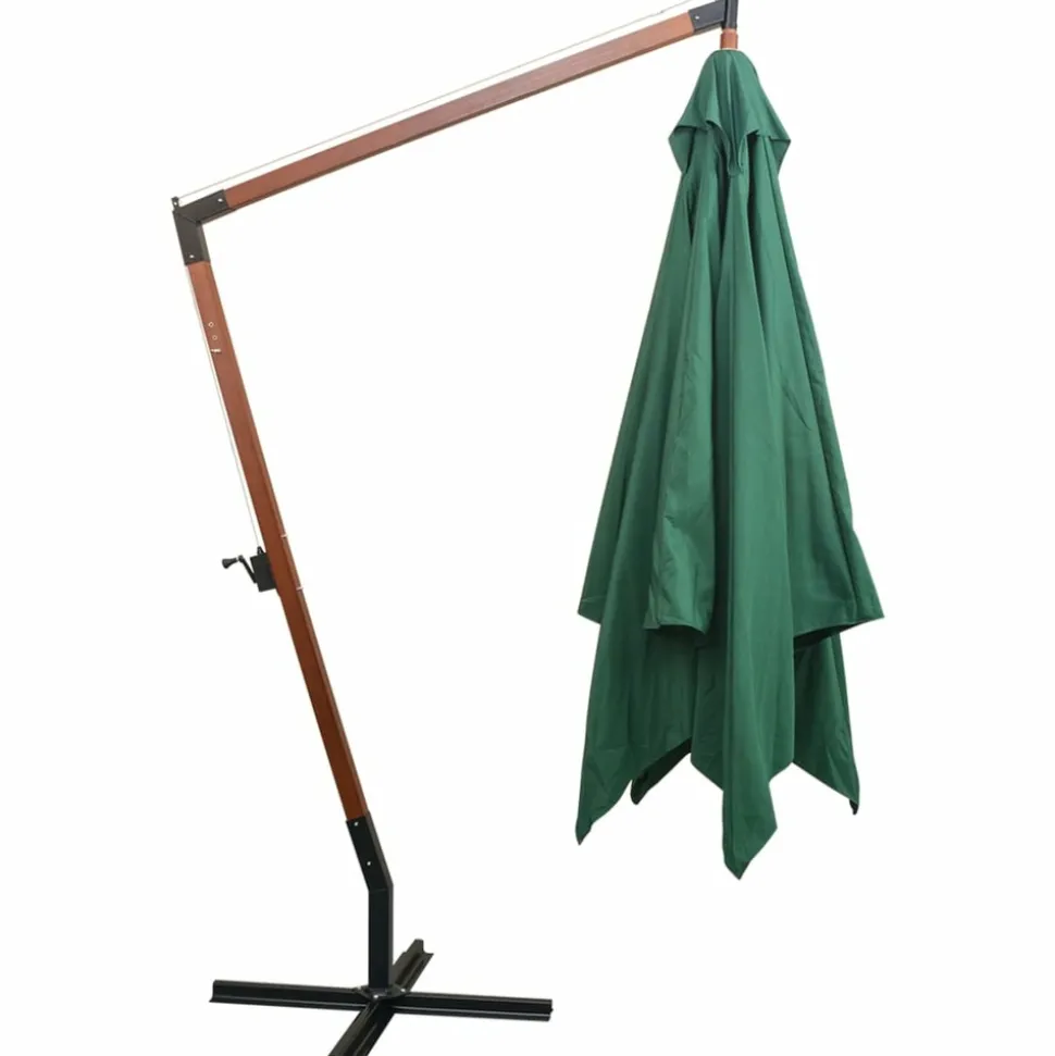 MAISON EXCLUSIVE - Parasol suspendu avec poteau en bois 300x300 cm vert