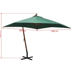 MAISON EXCLUSIVE - Parasol suspendu avec poteau en bois 300x300 cm vert