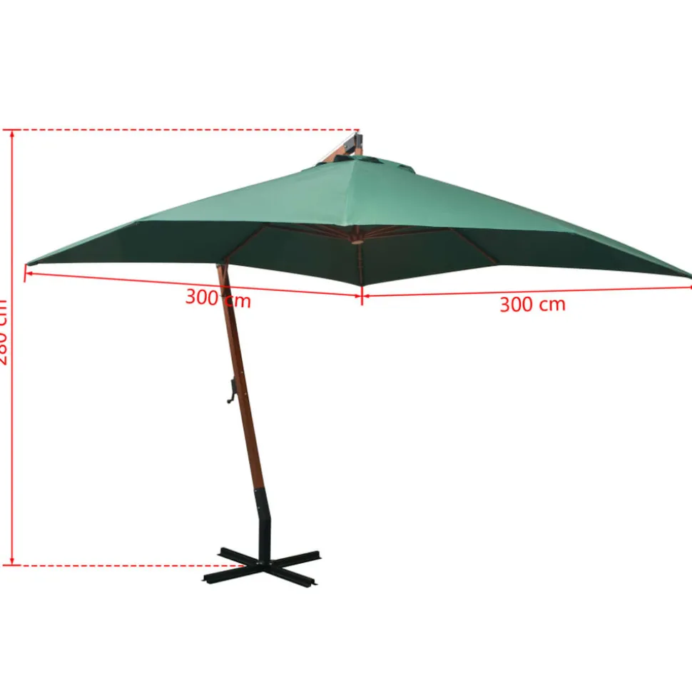 MAISON EXCLUSIVE - Parasol suspendu avec poteau en bois 300x300 cm vert