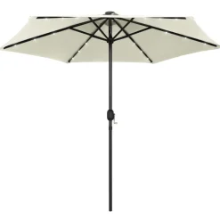 MAISON EXCLUSIVE - Parasol de jardin et lumières led mât en aluminium blanc sable