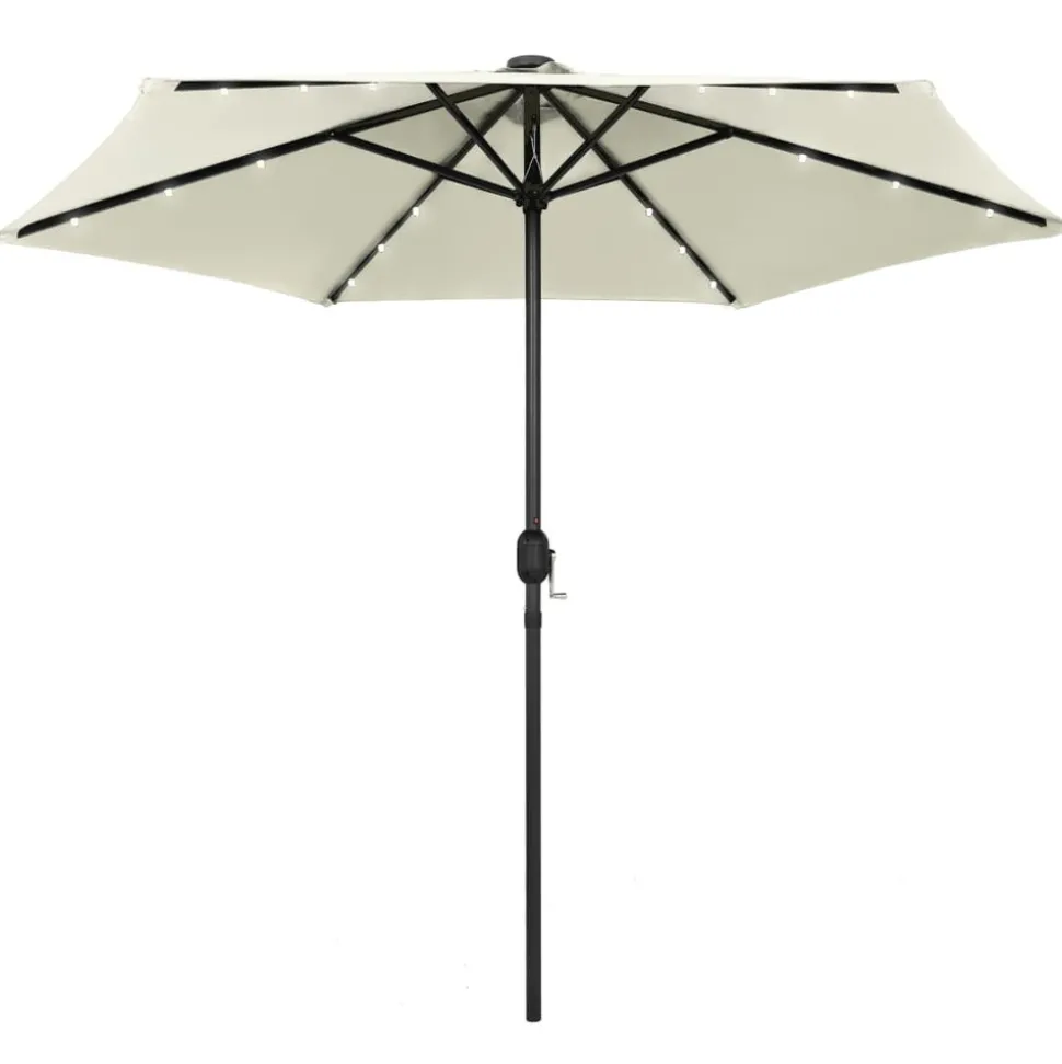 MAISON EXCLUSIVE - Parasol de jardin et lumières led mât en aluminium blanc sable