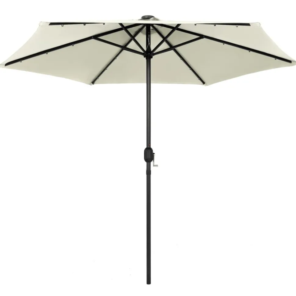 MAISON EXCLUSIVE - Parasol de jardin et lumières led mât en aluminium blanc sable