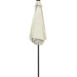 MAISON EXCLUSIVE - Parasol de jardin et lumières led mât en aluminium blanc sable