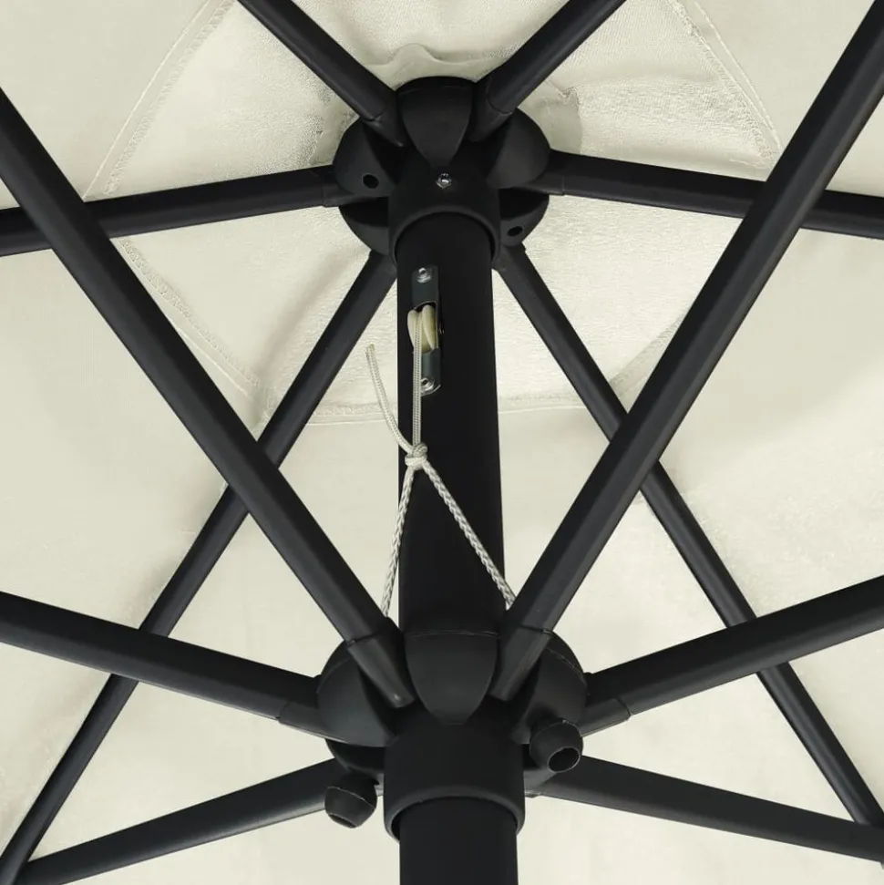 MAISON EXCLUSIVE - Parasol de jardin et lumières led mât en aluminium blanc sable