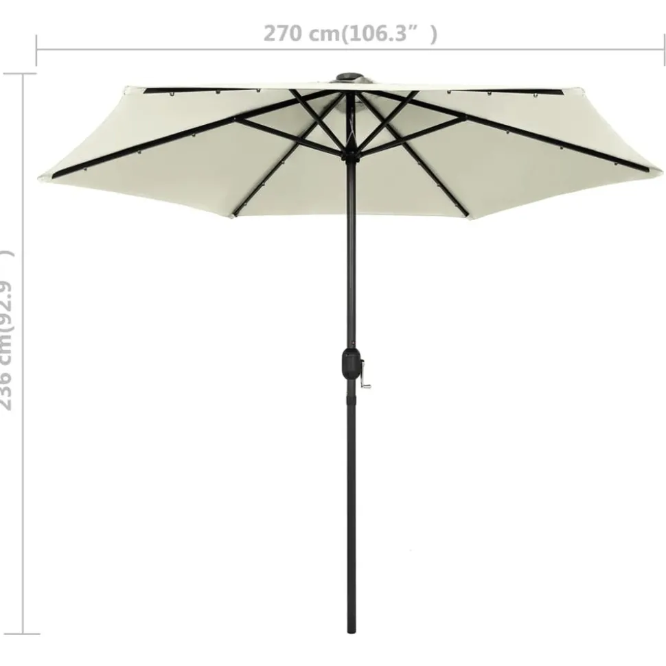 MAISON EXCLUSIVE - Parasol de jardin et lumières led mât en aluminium blanc sable