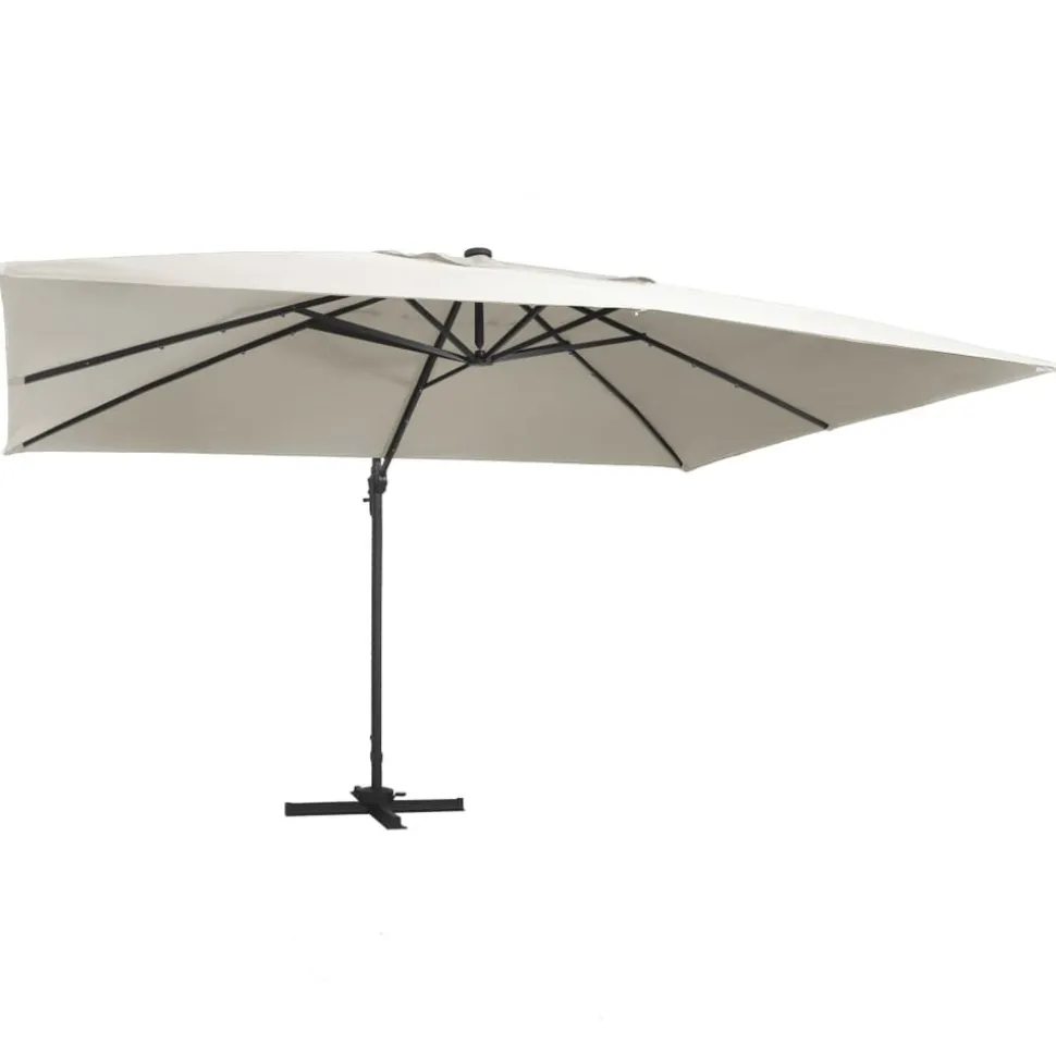 MAISON EXCLUSIVE - Parasol de jardin en porte-à-faux lumières led mât en aluminium