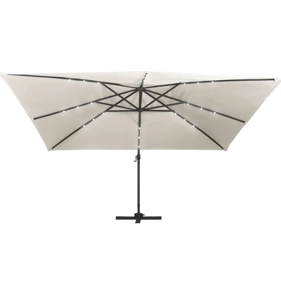 MAISON EXCLUSIVE - Parasol de jardin en porte-à-faux lumières led mât en aluminium